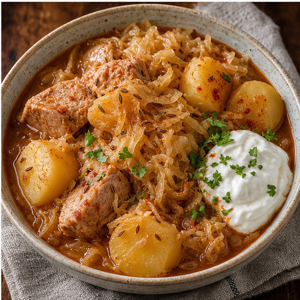 Ungarisches Schweinefleisch und Sauerkraut