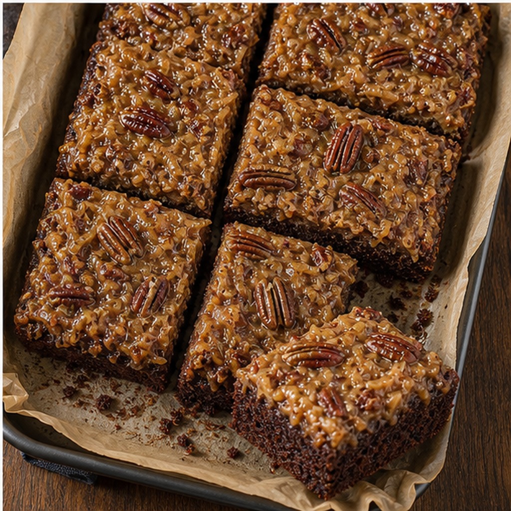Bolo de chocolate alemão de cabeça para baixo