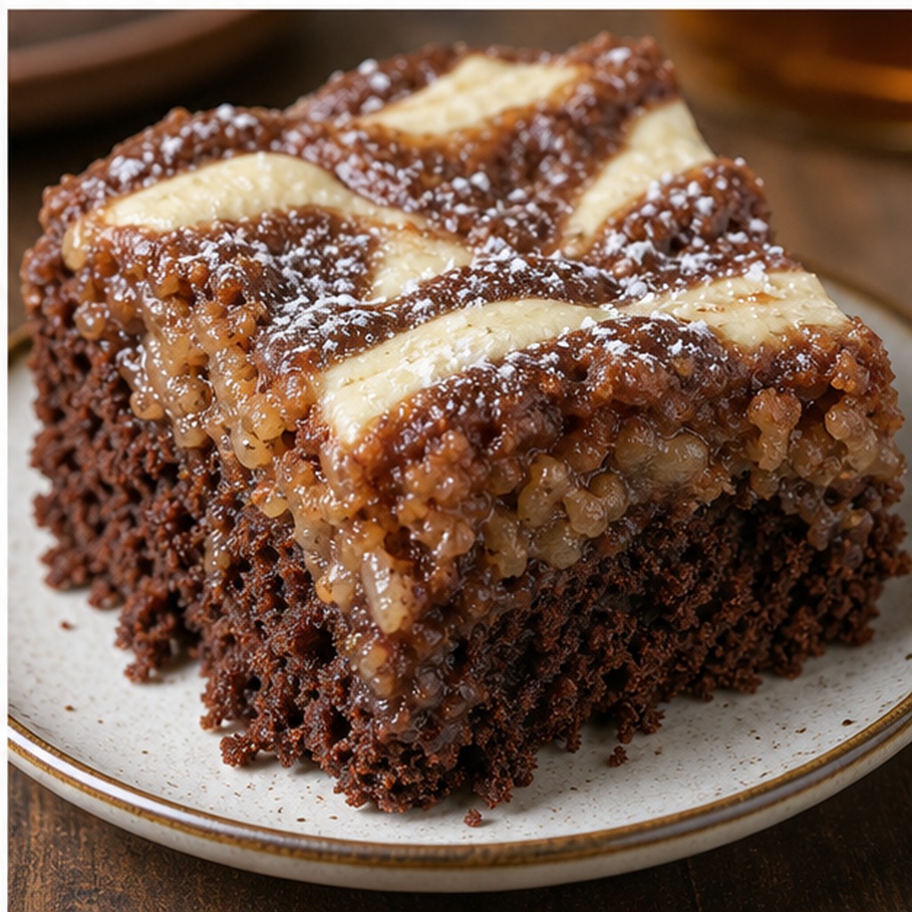 Deutscher Schokoladenkuchen auf den Kopf gestellt