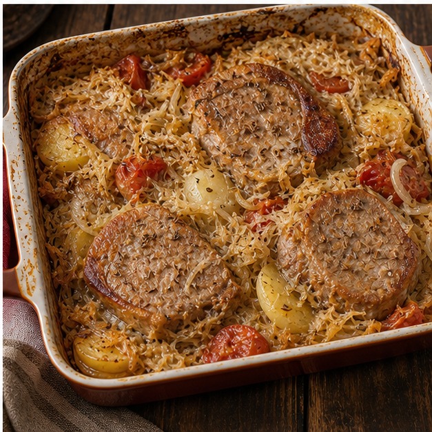 Schweinefleisch und Sauerkraut